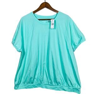 NEW! Lane Bryant Livi Activewear Henley Crop Tee Cuffed Mint Green - 22/24